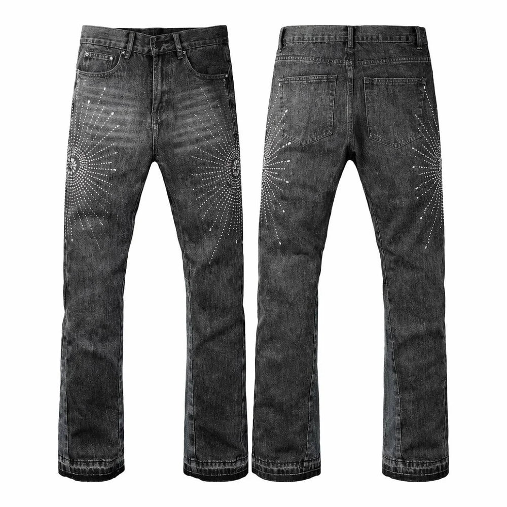 Grey Starburst Flare Jeans