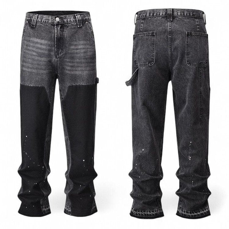Black Panel Flare Jeans
